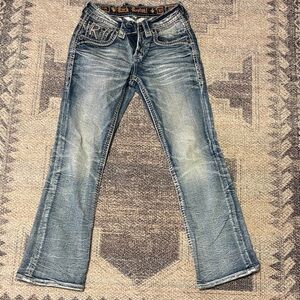 Rock Revival Distressed Denim Flare Jeans